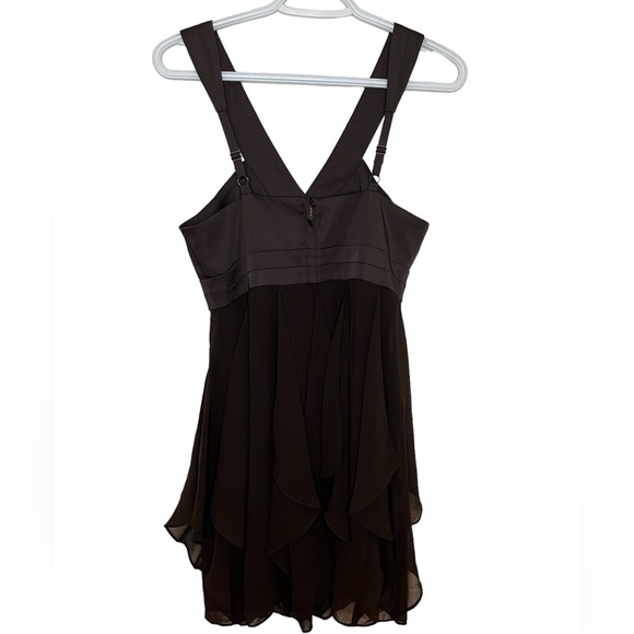 RW&co. Womens size 4 dress. Chocolate brown. V neck. Adjustable straps. Chiffon - Picture 2 of 5
